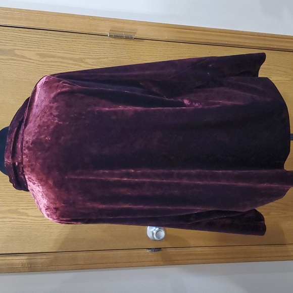Vince camuto burgandy red crushed velvet waterfall open front cardigan - Picture 4 of 6